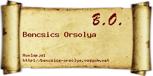 Bencsics Orsolya névjegykártya